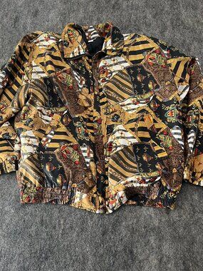 Vintage CoAco silk bomber full zip jacket mens XL